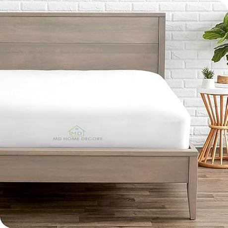 1 Fitted Sheet Only, 100% Egyptian Cotton, fitts Upto 15 Inch Deep Pocket, Bottom Sheets Only, King Size, Hotel Luxury Single Fitted Sheet Only, High Thread Count, Soft & Breathable, White Solid MD Home Decore
