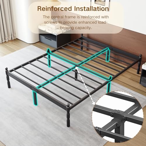 COMASACH Heavy Duty Full Size Bed Frame with Storage & Mattress Stopper, Platform Metal Bed Frame - No Box Spring Needed, Easy Assembly, Noise Free & Anti-Slip, Black COMASACH