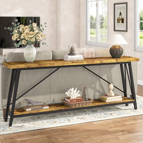 Tribesigns 70.9 Inches Extra Long Sofa Table Behind Couch, Industrial Entry Console Table for Hallway, Entryway & Living Room, Rustic Brown Tribesigns