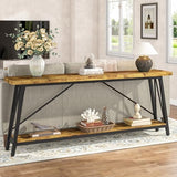 Tribesigns 70.9 Inches Extra Long Sofa Table Behind Couch, Industrial Entry Console Table for Hallway, Entryway & Living Room, Rustic Brown Tribesigns