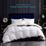 Cobnom® Luxury Organic Feather Down Comforter Twin Size, All-Season Duvet Insert, Fluffy High Fill-Power Down Feather Filled, 100% Cotton Cover, Medium Warm, Ivory White, 68x90 Inch Cobnom