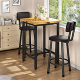 Recaceik 3 Piece Pub Dining Set, Modern bar Table and Stools for 2 Kitchen Counter Height Wood Top Bistro Easy Assemble for Breakfast Nook Living Room Small Space Restaurant, Rustic Brown 24” Recaceik
