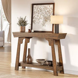 LITTLE TREE 2-Tier Wood Console Table Behind Couch, Small Entryway Table with Storage, Farmhouse Narrow Sofa Table for Hallway, Living Room, Rustic Brown LITTLE TREE