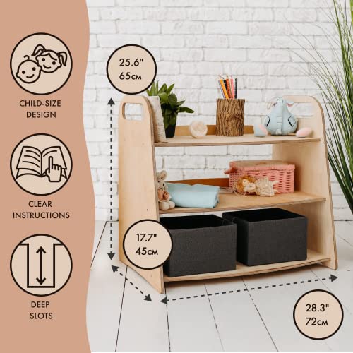 Goodevas Montessori Wooden Toy and Book Storage Shelf for Toddlers - Eco-Friendly Organiser in Beige - WoodArtSupply