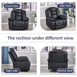 CANMOV Faux Leather Manual Recliner Chair, Single Sofa Chair with Comfortable Armrest and Backrest, Home Theater Seating for Living Room, Bedroom, Black