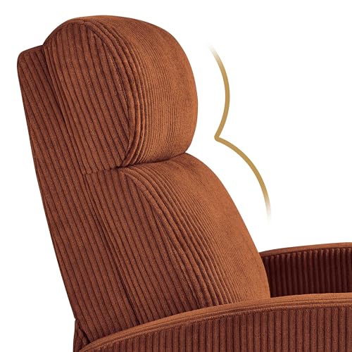 Yaheetech Corduroy Recliner Chair Set of 2, Upholstered Reclining Sofa Chair with Pocket Springs for Living Room, Home Theater Seating with Thicker Seat Cushion, Brick Red