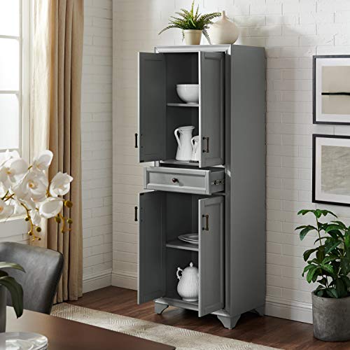 Crosley Furniture Tara Pantry, Distressed Gray - WoodArtSupply