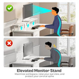 Huuger 55 Inch Computer Desk with Power Outlets and LED Lights, Gaming Desk with 4 Drawers, Office Desk with Monitor Stand, Study Desk Work Desk for Home Office, White Huuger