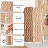 HALLYBEE Small Room Divider, Privacy Screen, Short Room Dividers and Folding Privacy Screens, Foldable Temperary Wall Partitions, 4 Panel Natural Space Separation Separator HALLYBEE
