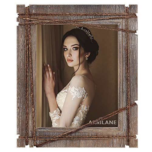 AKRILANE 8x10 Picture Frame Wood Rustic, Decorative, Distressed & Vintage Looking Photo Frames Wall Decor for Wall Mount & Table Top Display for Home Decor – 8 x 10 Wedding Picture Frames – Style C