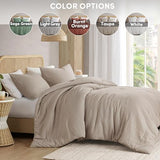 Comfort Spaces Taupe Queen Duvet Cover Set - 3 Pieces Breathable Dotted Weave Texture Duvet Sets, Modern Farmhouse Boho Duvet Cover & Sham, All Season Microfiber Queen Bed Set, Full/Queen Comfort Spaces
