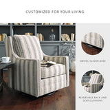 Signature Design by Ashley Kambria Striped Upholstered Swivel Accent Glider Chair, Ivory & Black Signature Design by Ashley