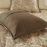 Madison Park Essentials Brystol 24 Piece Room in a Bag Faux Silk Comforter Jacquard Paisley Design Matching Curtains Down Alternative Hypoallergenic All Season Bedding-Set, Queen(90"x90"), Brown Madison Park