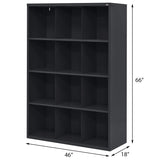 Sandusky Lee IC00461866-09 Heavy Duty Welded All Steel Cubby Storage Cabinet with 12 Sections, 46" Depth x 18" Width x 66" Height, Black Sandusky