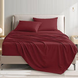USXIBEI Twin Size 3 Piece Bed Sheet Set - Ultra Imitation Cotton-Premium Breathable & Cooling Sheets - Hotel Luxury Bed Sheets Deep Pocket up to 15"- Wrinkle, Fade, Stain Resistant (Burgundy, Twin) USXIBEI