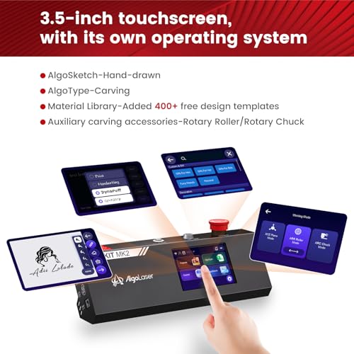 AlgoLaser 10W Laser Engraver Machine - Laser Engraver/Cutter with 3.5" Smart Touchscreen & AlgoOS System, 12000mm/min Speed, 0.05mm Laser Spot, Laser Engraving for Metal, Wood, Glass & Leather AlgoLaser