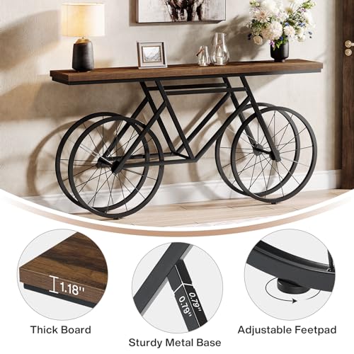 Tribesigns 70.9-Inch Extra Long Console Table, Narrow Sofa Table with Bicycle Metal Base, Modern Industrial Entryway Table Behind Couch Table for Living Room, Hallway, Entrance, Foyer, Rustic Brown Tribesigns