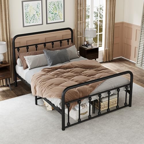 erosoei Metal Full Single Bed Frame with Storage Space, 74.8" in Steel Bed Frame with Protective Foot Pads, Strong Bearing Capacity Full Size Bed, Easy Assembly, Underbed Storage Space（43.3 inch） erosoei
