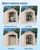 7X10 FT Heavy-Duty Portable Outdoor Storage Shed with Roll-Up Zipper Door & Vent, 240g Waterproof Carport Storage Shelter, UV-Resistant Canopy for Motorcycle, Firewood, Tools -Gray ﻿ ActiveTrail