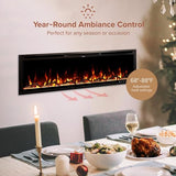 Modern Ember Aerus 60 Inch Smart Linear Electric Fireplace | Recessed in-Wall or Wall-Mount | LED Multiple Flame Colors | Alexa/WiFi Enabled | 5.75” Profile | Remote Included Modern Ember