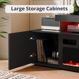 Cozy Castle 73.2 Inch Fireplace TV Stand with Storage,30" Electric Fireplace,LED Entertainment Center Tv Console for 65 70 80"Tv,High Gloss Modern Tv Stand with Charging Station for Living Room,Black Cozy Castle