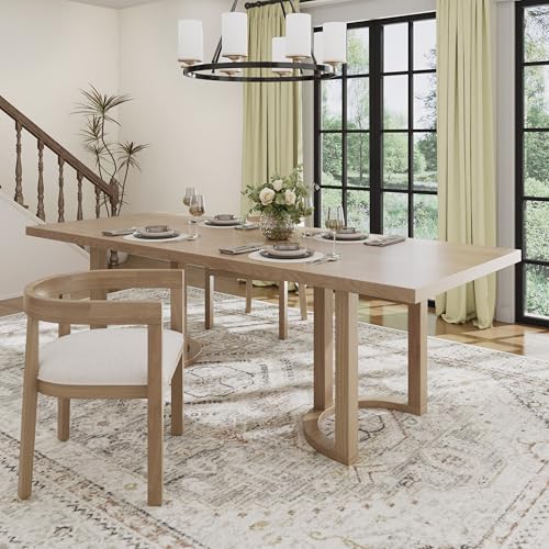 Christopher Knight Home Evat 95 Inch Dining Table for 6-8 People, Modern Kitchen Table with U-Shaped Legs, Large Wooden Rectangular Farmhouse Dinner Furniture for Dining Room, Home Office,Natural Ash Christopher Knight Home