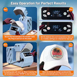 Auto Hat Heat Press Machine, Automatic Open/Release, 4 Memory Modes, Precise Temp/Timer Control, 6.54"x3.84"Curved Heat Plate, Hat Stretcher, for Caps, Sublimation, Vinyl, Heat Transfer GOCHIFIX