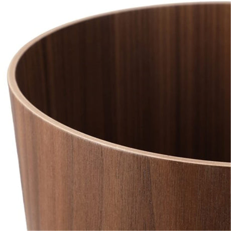 BISOZER Wood Trash Can, Round Stackable Wastebasket, Natural Wood Garbage Recycling Bin for Bathrooms, Powder Rooms, Kitchens, Home Offices (B-Dark Wood) BISOZER