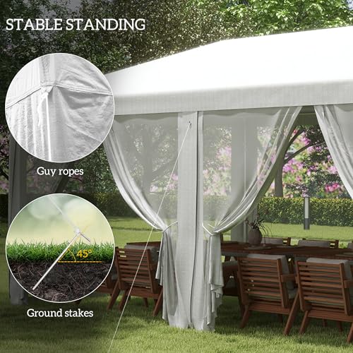 Outsunny 10' x 20' Party Tent, Outdoor Wedding Canopy & Gazebo with Removable Sidewalls, Shade Shelter for Events, BBQs, White Outsunny