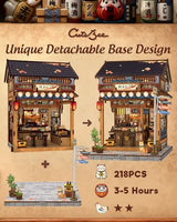 CUTEBEE Book Nook Kit - DIY Miniature House Japanese Izakaya, Dollhouse Kit for Adults and Teens, Booknook Tiny House Bookshelf Decor 3D Wooden Puzzle, Gifts for Family, Friends (Japanese Izakaya)