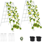 Toriexon Foldable Cucumber Trellis 2 Pack, 46" L X 18" W A-Frame Garden Trellis, Steel Climbing Plants Support Raised Bed Trellis with Twist Ties & Plant Bags for Climbing Plants Outdoor Toriexon
