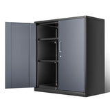 DNA MOTORING Metal Storage Cabinet, 36'' Locking Cabinet with 2 Doors and 2 Adjustable Shelves, Metal Cabinet Heavy Duty Utility Cabinet for Garage,Office,Home,Gym, Gray Black, TOOLS-00631-GY-BK DNA MOTORING