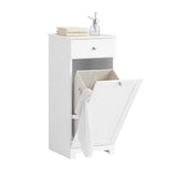 Haotian Bathroom Laundry Cabinet with Basket, Tilt-Out Laundry Hamper, Bathroom Storage Cabinet Unit with Drawer, White, BZR21-W SoBuy