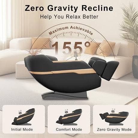 LIYIH Massage Chair Full Body, Zero Gravity Massage Recliner with 12 Fixed Casters, Full Body Airbag Massage, Waist and Leg Heating, Automatic Retractable Footrest, AI Voice Control LIYIH