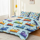 3-Piece Double-Sided Printed Duvet Cover Set Single – Soft Microfiber Bedding with Minimalist Children Cartoon Design with Zipper Closure,Includes 1 Duvet Cover + 2 Pillowcases Blue Generic