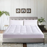 WhatsBedding Cotton Waterproof Mattress Pad Queen Size Top Down Alternative Filling Pillowtop Mattress Topper Cover-Fitted Quilted (Mattress Pad Queen) WhatsBedding