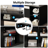 Tribesigns 71 inch Executive Desk, L Shaped Desk with Cabinet Storage, Executive Office Desk with Shelves, Business Furniture Desk Workstation for Home Office, Gray Tribesigns