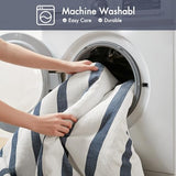 Madison Park Essentials Striped Comforter Set Twin Size, Yarn-Dyed Reversible Comforter with Minimalist Stripes, Crinkled Texture Bedding Set for All-Season Lightweight Warmth, Merritt Blue Madison Park