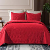 Whale Flotilla Twin Quilt Bedding Set, Soft Bright Red Bedspreads Quilts Twin XL Size for All Seasons, 2 Pieces Lightweight Geometric Star Pattern Coverlet Whale Flotilla
