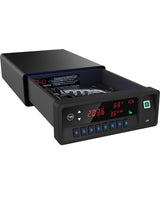 QINGENO Biometric Gun Safe,Clock Smart Safe Display with Temp,Humidity,Low Battery Warning,Drawer Gun Safe for Handgun - Nightstand Handgun Safe Pistol Safe (Black) QINGENO