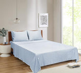 Mejoroom Striped Full Size Sheets - 1800TC Luxury Full Sheets with 16 Inch Deep Pocket - Premium Bedding Collection - Extra Soft, Breathable, Wrinkle, Fade & Stain Resistant - 4 Piece (Blue Stripe) Mejoroom