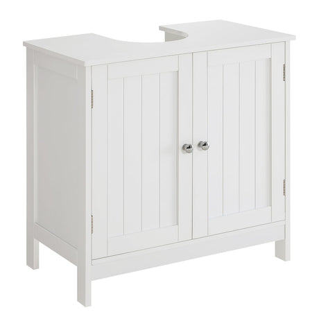 Iwell Pedestal Sink Storage Cabinet with 2 Doors and Shelf, Under Sink Cabinet, Bathroom Sink Cabinet, Space Saver Organizer with U-Shape, White Iwell