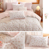 Erwinmu Floral Comforter Set Queen Size - 3 Pieces Pink White Floral Comforter Bedding Sets Reversible Pattern,Queen Bed in a Bag with Flowers Comforter and 2 Pillowcases Erwinmu