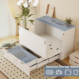 Jotirxe Full Size Murphy Bed with Storage & Charging Station, Modern Cabinet Bed with Foldable Platform, Hideaway Beds with Drawers for Small Spaces, Office, Guest Room, White Jotirxe
