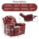 Olodumare Leather Recliner Chair with Adjustable Backrest, Modern Home Theater Seating with LED Light Strip for Living Room, Bedroom, Home Theater, RV(Wine Red)