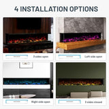88" 3-Sided Smart Electric Fireplace, Ultra-Narrow Frame, Alexa/WiFi App Control, Panoramic Multicolor LED Flames, Realistic Log, 1500/3000W PTC Ceramic Heating MONDAWE