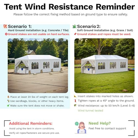 10'x30' Heavy Duty Party Tent - Waterproof Wedding Canopy with Removable Sidewalls, Event Gazebo Shelter for Outdoor Gatherings (White) Flamaker