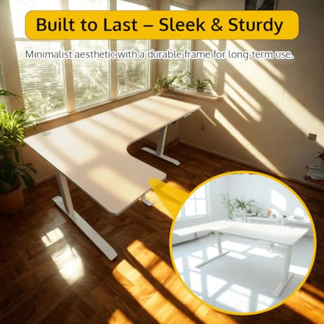Standing Desk - 63 x 24 Inch L Shaped Electric Height Adjustable Desk - Ergonomic Left Corner Work Station Setup for Home Office, Gaming, Sit Stand, Large L Shaped Wooden Table for PC Computer, Laptop ThriveHive