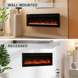 Co-Flame Channing Pro 50 Inch Smart Recessed and Wall Mounted Electric Fireplace, 12 Colors of Flame & Ember, 5 Brightness, 1500W Heater, Log & Crystal, Alexa/WiFi Enabled Co-Flame