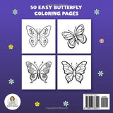 Bold and Easy Butterfly Coloring Book: 50 Fun and Relaxing Coloring Pages for Adults, Teens and Beginners WoodArtSupply